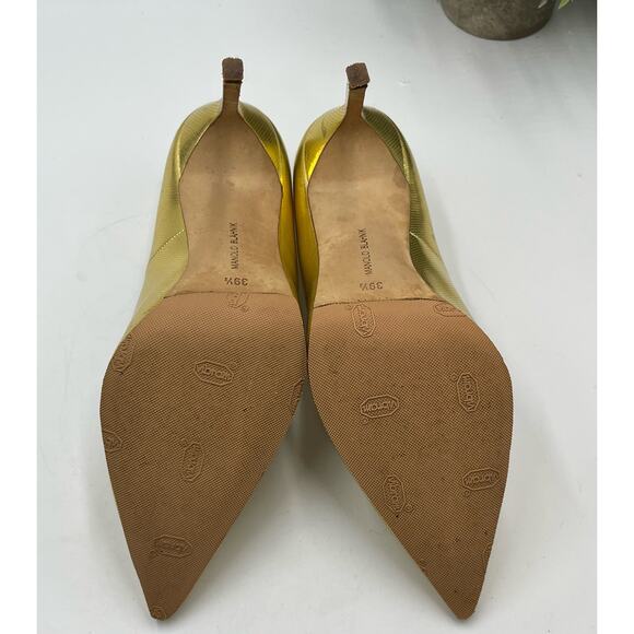 Stuart Weitzman Gold Foil Dagger  Sabbia Glitter Pointed Toe Heels SZ 39.5/9 - Picture 11 of 15